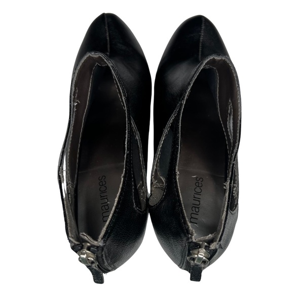 Maurices Zipper Back Cut Out Heeled Ankle Bootie Matte Black 9M - Picture 8 of 14